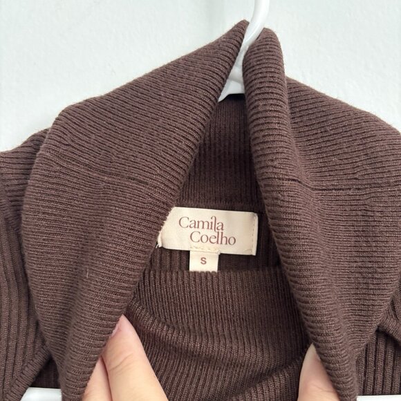 Camila Coelho Roscoe Cutout Turtleneck Sweater in Brown Women’s Size Small - Picture 4 of 8